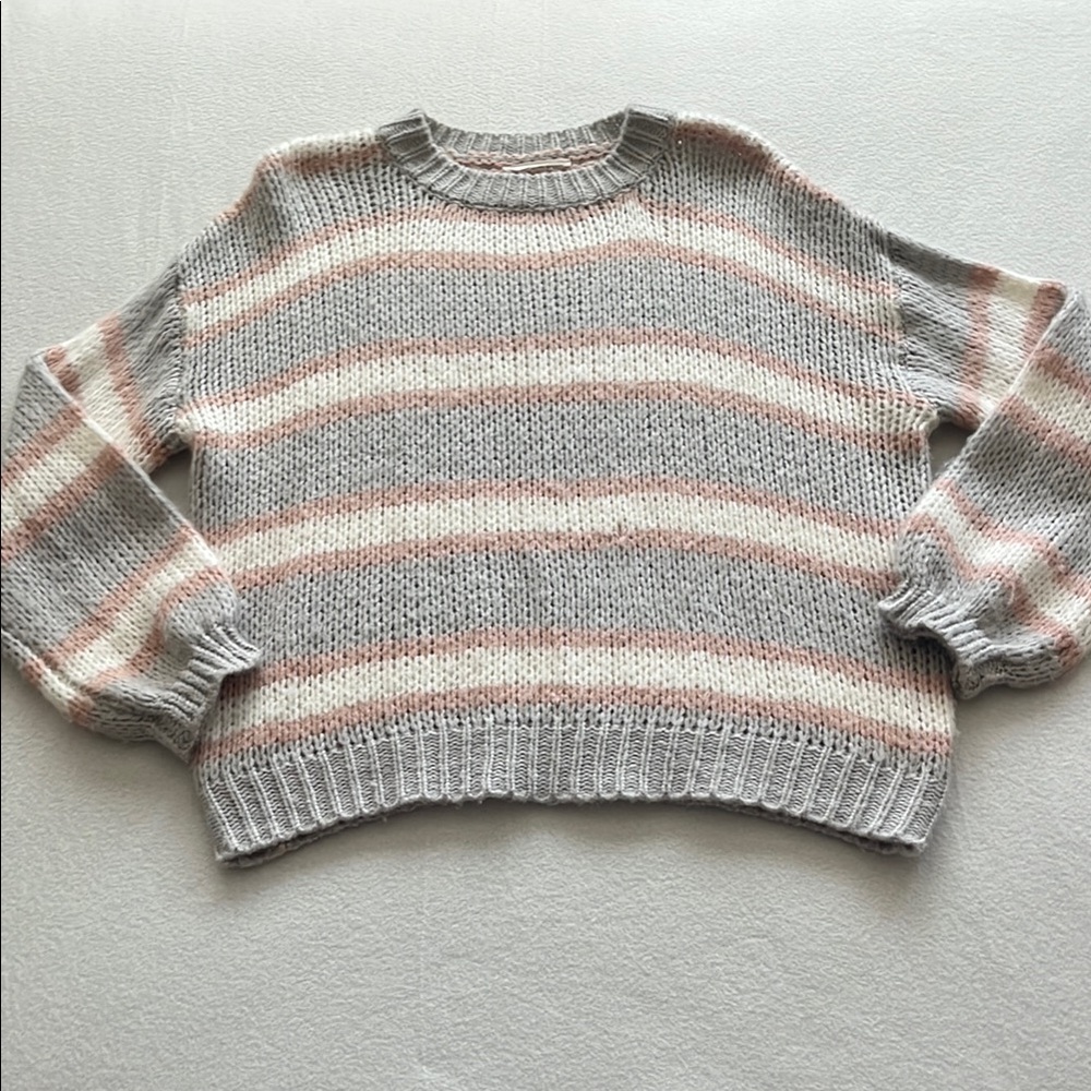 Lush Striped Gray and Pink Women's Sweater